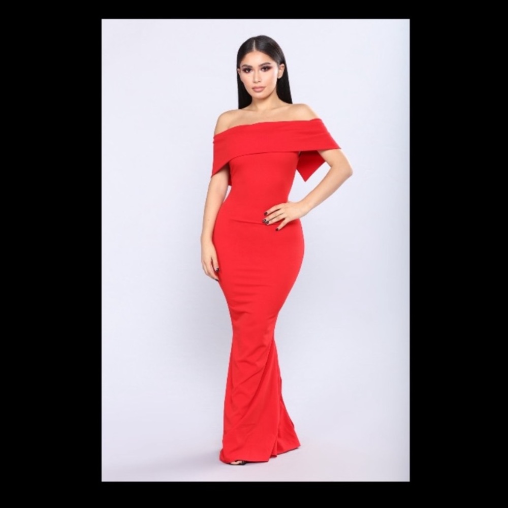 Fashion Nova Red Off-Shoulder Dress